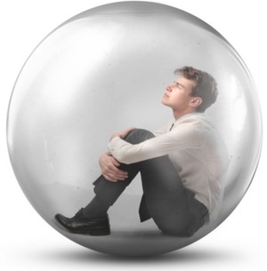 boy in a egg or bubble