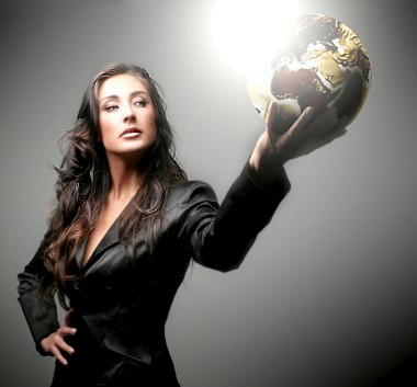 woman with the world in her hand; love or overpower?